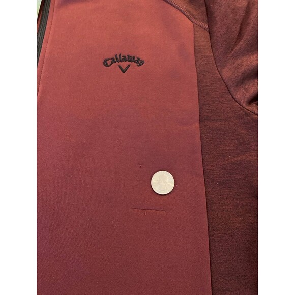 Callaway Mens PulloverJacket Sz Medium 1/4 Zip Maroon Burgundy Golf Long Sleeve - Picture 7 of 11